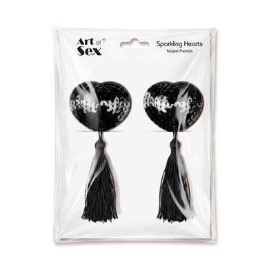 Пестис-сердечки з кісточками Art of Sex - Sparkling Hearts, чорний SX4658 фото Купити Пестис-сердечки з кісточками Art of Sex - Sparkling Hearts, чорний  Art of Sex  199 грн