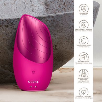 Електронна звукова термо щітка для обличчя GESKE Sonic Thermo Facial Brush 6в1 magenta HB0076 фото Купити Електронна звукова термо щітка для обличчя GESKE Sonic Thermo Facial Brush 6в1 magenta  GESKE 2 129 грн
