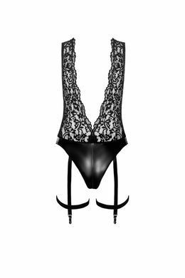Боди Noir Handmade F297 Libido, M, черное, кружево, низ под латекс, открытый доступ, гартеры SX0220 фото Купить   Noir Handmade (Польща) 3 131 грн