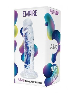 Прозрачный фаллоимитатор Alive Jelly Dildo Empire, ТПЕ, присоска, диаметр 4,3см, длина 19,3см SO5554 фото Купить   Alive  803 грн