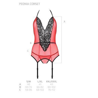 Корсет з пажами для панчіх Passion PEONIA CORSET L/XL red, стрінги SO8463 фото Купити Корсет з пажами для панчіх Passion PEONIA CORSET L/XL red, стрінги  Passion (Польща) 1 690 грн