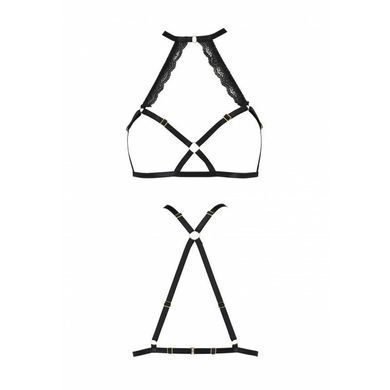 Портупея из стреп с кружевом Passion Exclusive LORRY BRA XXL/XXXL, black, стринги в комплекте SO6416 фото Купить   Passion (Польща) 1 256 грн