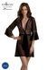 Пеньюар Passion LEAFA PEIGNOIR black, L/XL, длина чуть выше колена, широкие рукава, завязывается на пояс SX0506 фото 1