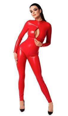 Комбинезон Noir Handmade F353 Red powerwetlook overall - L SX2008 фото Купить   Noir Handmade (Польща) 3 464 грн