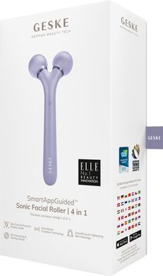 Електронний ультразвуковий ролик для обличчя GESKE Sonic Facial Roller 4в1 purple HB0178 фото Купити Електронний ультразвуковий ролик для обличчя GESKE Sonic Facial Roller 4в1 purple  GESKE 1 699 грн