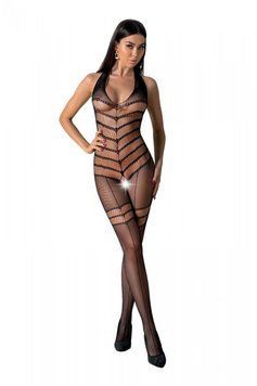 Бодистокинг с плетением на животике Passion BS100 One Size, black, декоративный шов, с доступом SO8941 фото Купить   Passion (Польща) 803 грн