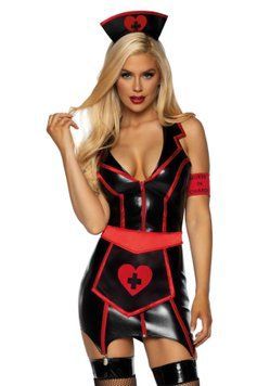 Вініловий костюм медсестри Leg Avenue Vinyl Naughty Nurse XS, сукня, фартух, пов&rsquo;язки SO9142 фото Купити Вініловий костюм медсестри Leg Avenue Vinyl Naughty Nurse XS, сукня, фартух, пов&rsquo;язки  Leg Avenue (США) 3 141 грн