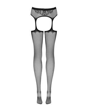 Сетчатые чулки-стокинги с узором на ягодицах Obsessive Garter stockings S232 S/M/L, черные, имитация SO7269 фото Купить   Obsessive (Польща) 821 грн