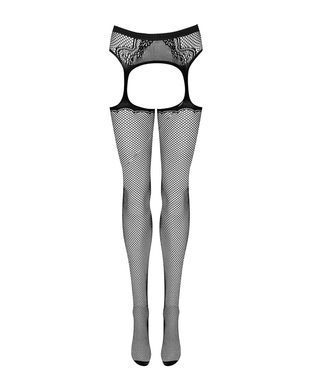 Сетчатые чулки-стокинги с узором на ягодицах Obsessive Garter stockings S232 S/M/L, черные, имитация SO7269 фото Купить   Obsessive (Польща) 821 грн