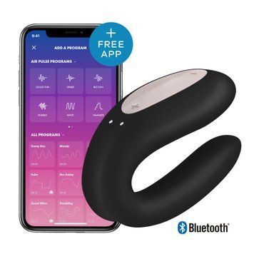 Смарт-вібратор для пар Satisfyer Double Joy Black із широким кліторальним стимулятором SO3898 фото Купити Смарт-вібратор для пар Satisfyer Double Joy Black із широким кліторальним стимулятором  Satisfyer (Німеччина) 1 903 грн