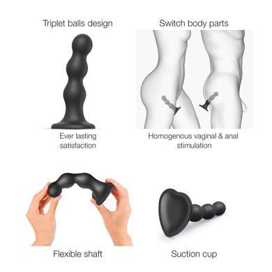 Насадка для страпона Strap-On-Me Dildo Plug Balls Black S SO8991 фото Купити Насадка для страпона Strap-On-Me Dildo Plug Balls Black S  Strap-On-Me (Франція) 1 690 грн