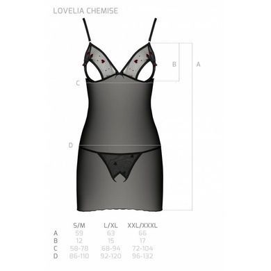 Сорочка з вирізами на грудях, стрінги Passion LOVELIA CHEMISE L/XL, black SO4759 фото Купити Сорочка з вирізами на грудях, стрінги Passion LOVELIA CHEMISE L/XL, black  Passion (Польща) 2 050 грн