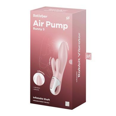 Вибратор-кролик надувной Satisfyer Air Pump Bunny 3, 12 режимов, двойной отросток SX2173 фото Купить   Satisfyer (Німеччина) 2 540 грн