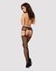 Сетчатые чулки-стокинги с узором на ягодицах Obsessive Garter stockings S232 S/M/L, черные, имитация SO7269 фото 4