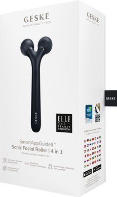 Електронний ультразвуковий ролик для обличчя GESKE Sonic Facial Roller 4в1 black HB0179 фото Купити Електронний ультразвуковий ролик для обличчя GESKE Sonic Facial Roller 4в1 black  GESKE 1 699 грн