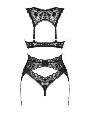 Комплект білизни Obsessive Donna Dream 3-pcs set XS/S Black, бюстгальтер, стрінги, пояс для панчіх SO8636 фото Купити Комплект білизни Obsessive Donna Dream 3-pcs set XS/S Black, бюстгальтер, стрінги, пояс для панчіх  Obsessive (Польща) 2 013 грн