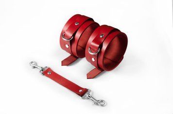 Поножи Feral Feelings &ndash; Ankle Restraints, натуральная кожа, red SO8258 фото Купить   Feral Feelings (Україна) 1 015 грн