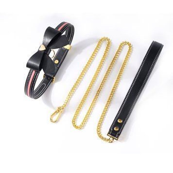 Поводок LOCKINK SEVANDA Love Heart Butterfly Leather Collar Set - Black SX0863 фото Купить Ошейник с поводком LOCKINK SEVANDA Love Heart Butterfly Leather Collar Set, черно-розовый, с бантом  LOCKINK  1 859 грн