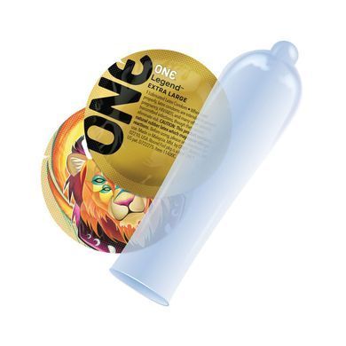 Презерватив ONE Legend XL, 1 шт, збільшений розмір, розширення на кінці, зі змазкою SX0761 фото Купити Презерватив ONE Legend XL, 1 шт, збільшений розмір, розширення на кінці, зі змазкою  ONE (США) 45 грн