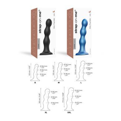 Насадка для страпона Strap-On-Me Dildo Plug Balls Blue Metallic S SO8992 фото Купити Насадка для страпона Strap-On-Me Dildo Plug Balls Blue Metallic S  Strap-On-Me (Франція) 1 690 грн