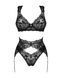 Комплект білизни Obsessive Donna Dream 3-pcs set XS/S Black, бюстгальтер, стрінги, пояс для панчіх SO8636 фото 3