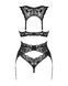Комплект білизни Obsessive Donna Dream 3-pcs set XS/S Black, бюстгальтер, стрінги, пояс для панчіх SO8636 фото 4