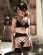 Комплект Obsessive Lobellis 3-pcs set, XS/S, черный, лиф с мягкой чашкой, стринги, пояс для чулок SX1017 фото 6