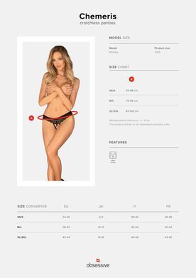 Трусики с доступом Obsessive Chemeris crotchless panties XS/S SO9764 фото Купить   Obsessive (Польща) 553 грн