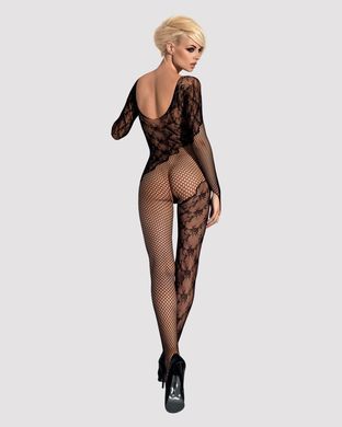 Бодистокинг Obsessive Bodystocking F210 S/M/L black, рукава-митенки, сетка, цветное кружево SO7221 фото Купить   Obsessive (Польща) 1 551 грн