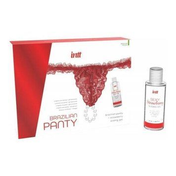 Набор Intt BRAZILIAN PANTY RED: трусики на резинке S-XL с жемчужным кольцом + клубничный лубрикант SO7128 фото Купить   Intt (Бразилія-Португалія) 1 293 грн
