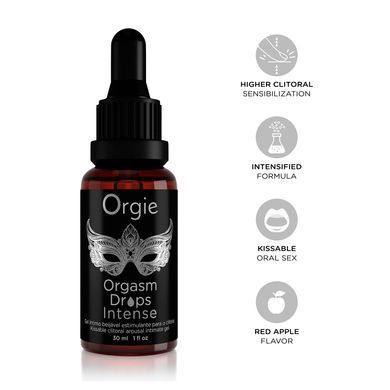Возбуждающие капли для клитора Orgie Orgasm Drops Intense, 30 мл, тепло-холод, вкус яблока SX1530 фото Купить   Orgie (Бразилія-Португалія) 664 грн