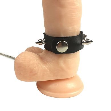 Кольцо для пениса Penis Ring с шипами и поводком, натуральная кожа SO5152 фото Купить   Art of Sex  646 грн