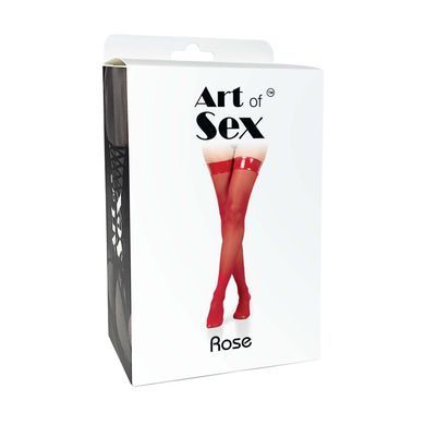 Панчохи в дрібну сітку з лакованою коронкою Art of Sex - Rose, колір чорний з ефектом голограми, S SX3453 фото Купити Панчохи в дрібну сітку з лакованою коронкою Art of Sex - Rose, колір чорний з ефектом голограми, S  Art of Sex  819 грн