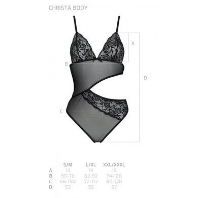 Боди с ажурным лифом Passion CHRISTA BODY L/XL, black SO5753 фото Купить   Passion (Польща) 1 690 грн