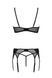 Комплект Passion LEAFA SET black, L/XL, кружево+сетка, бюстгальтер на косточках, стринги, пояс для чулок SX0509 фото 4