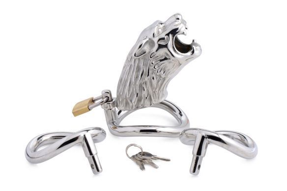 Клетка для пениса Master Series: Tiger King Cock Cage With Lock, три кольца, замок, три ключа SO8795 фото Купить   Master Series (США) 5 746 грн