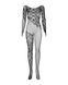 Бодистокинг Obsessive Bodystocking F210 S/M/L black, рукава-митенки, сетка, цветное кружево SO7221 фото 6