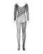 Бодистокинг Obsessive Bodystocking F210 S/M/L black, рукава-митенки, сетка, цветное кружево SO7221 фото 1
