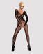 Бодистокинг Obsessive Bodystocking F210 S/M/L black, рукава-митенки, сетка, цветное кружево SO7221 фото 4