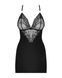 Сатиновый комплект для сна с кружевом Obsessive 828-CHE-1 chemise & thong S/M, черный, сорочка, стри SO7171 фото 5