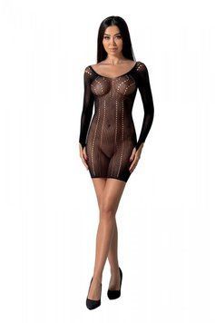 Полупрозрачное мини-платье Passion BS101 One Size, black, рукава-митенки SO8944 фото Купить   Passion (Польща) 803 грн