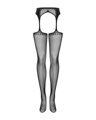 Сетчатые чулки-стокинги со стрелкой Obsessive Garter stockings S314 S/M/L, черные, имитация гартеров SO7272 фото Купить   Obsessive (Польща) 914 грн