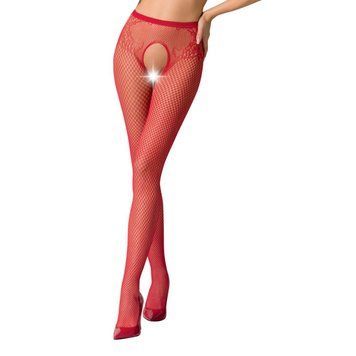 Сетчатые колготки-бодистокинги Passion S019 One Size, Red, имитация трусиков, открытый доступ PSS019R фото Купить   Passion (Польща) 720 грн