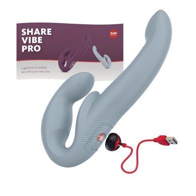 Безремінний страпон з вібрацією Fun Factory SHARE VIBE PRO cool grey, регульований SX0977 фото Купити Безремінний страпон з вібрацією Fun Factory SHARE VIBE PRO cool grey, регульований  Fun Factory  5 399 грн
