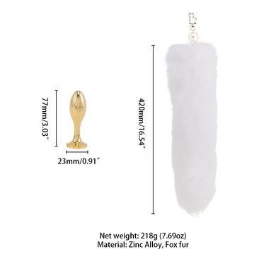 Металлическая анальная пробка Лисий хвост LOCKINK SEVANDA White Fox-Tail Anal Pear-shape Plug SX0865 фото Купить   LOCKINK (Китай) 2 494 грн
