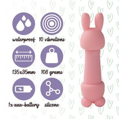 Мінівібратор FeelzToys Mister Bunny Pink з двома насадками SO4437 фото Купити Мінівібратор FeelzToys Mister Bunny Pink з двома насадками  FeelzToys (Нідерланди) 1 053 грн