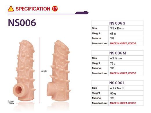 Насадка на член Kokos Nude Sleeve NS 006 M SX1481 фото Купить   Kokos (Південна Корея) 489 грн