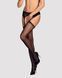 Сетчатые чулки-стокинги со стрелкой Obsessive Garter stockings S314 S/M/L, черные, имитация гартеров SO7272 фото 1