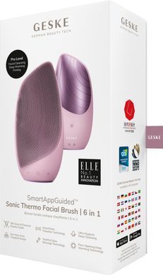 Електронна звукова термо щітка для обличчя GESKE Sonic Thermo Facial Brush 6в1 pink HB0082 фото Купити Електронна звукова термо щітка для обличчя GESKE Sonic Thermo Facial Brush 6в1 pink  GESKE 2 129 грн