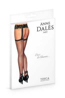 Чулки с поясом Anne De Ales TOSCA T3 Black, средняя сеточка, сзади стрелки, кружевной пояс SO1923 фото Купить   Anne De Ales  646 грн